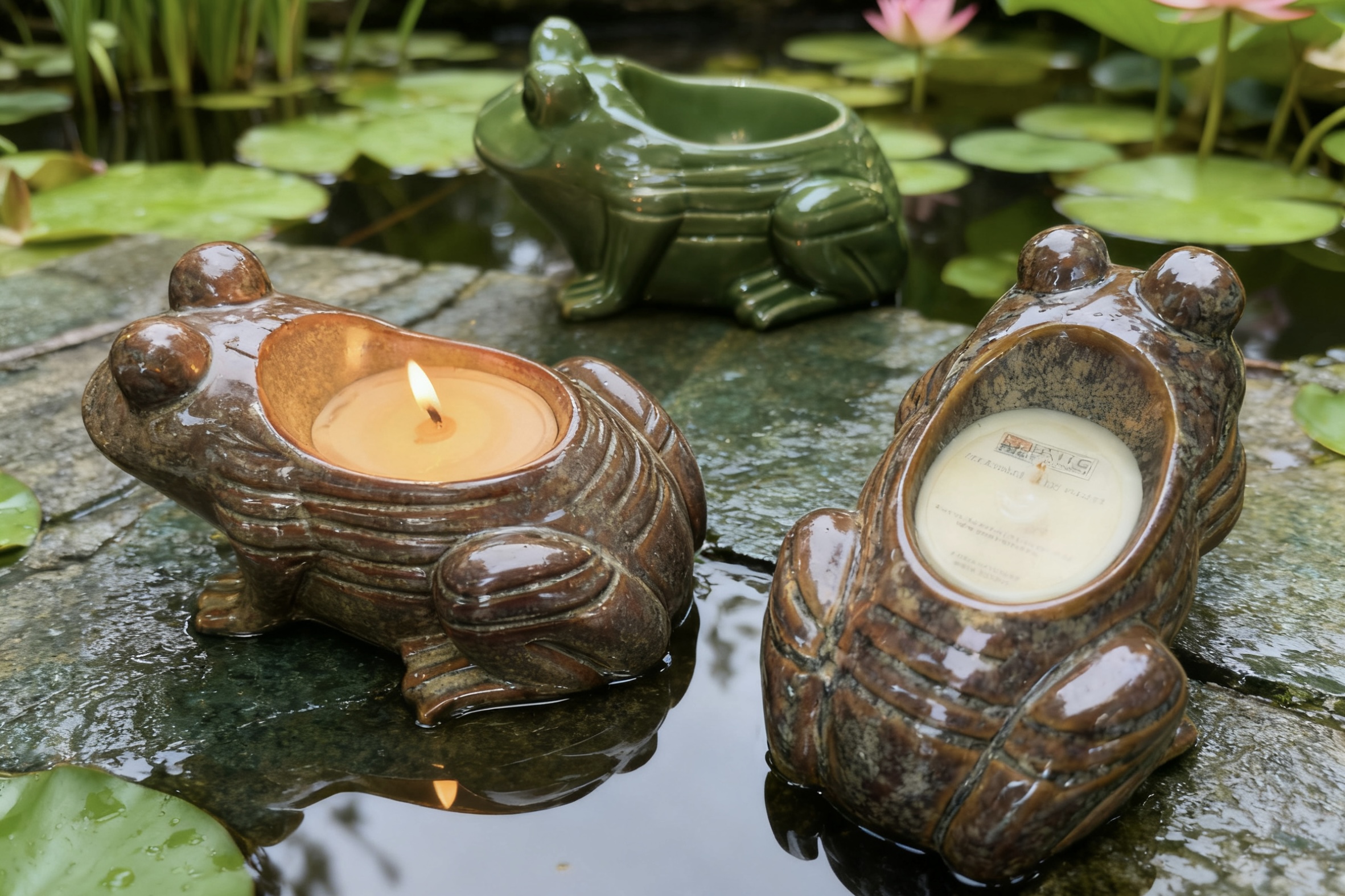 Ceramic Frog Filled Candle